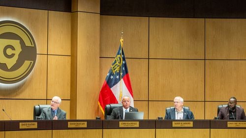 In 2022, voting rights groups filed a suit against the Cobb Board of Elections, alleging the school board, pictured here in part, and state lawmakers drew a map that unlawfully discriminates against communities of color by “packing” them into a small number of districts to dilute minority voting power. (Jenni Girtman for The Atlanta Journal-Constitution)