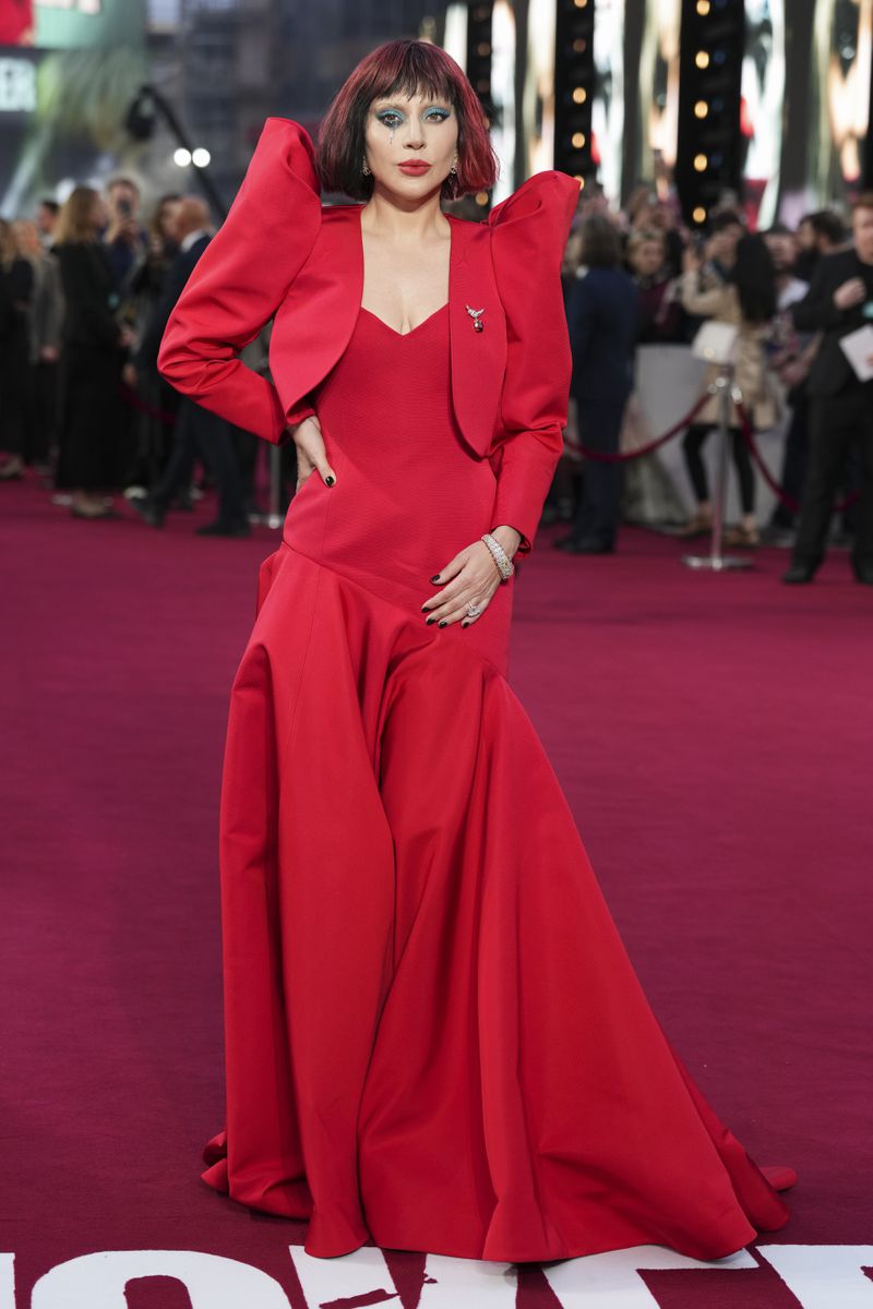 Lady Gaga poses for photographers upon arrival at the premiere for the film 'Joker: Folie A Deux' on Wednesday, Sept. 25, 2024, in London. (Photo by Scott A Garfitt/Invision/AP)