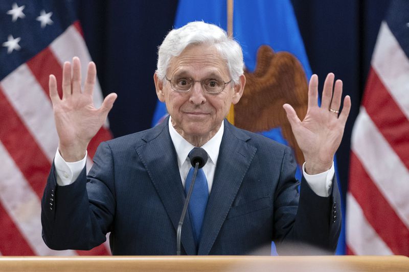 Attorney General Merrick Garland speaks to the U.S. Attorneys who have gathered for their annual conference at the Department of Justice headquarters in Washington, Thursday, Sept. 12, 2024. (AP Photo/Jose Luis Magana)