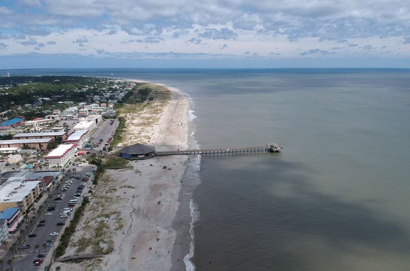 Aerial view of Tybee Island, where the effects of the rising sea level are readily seen.