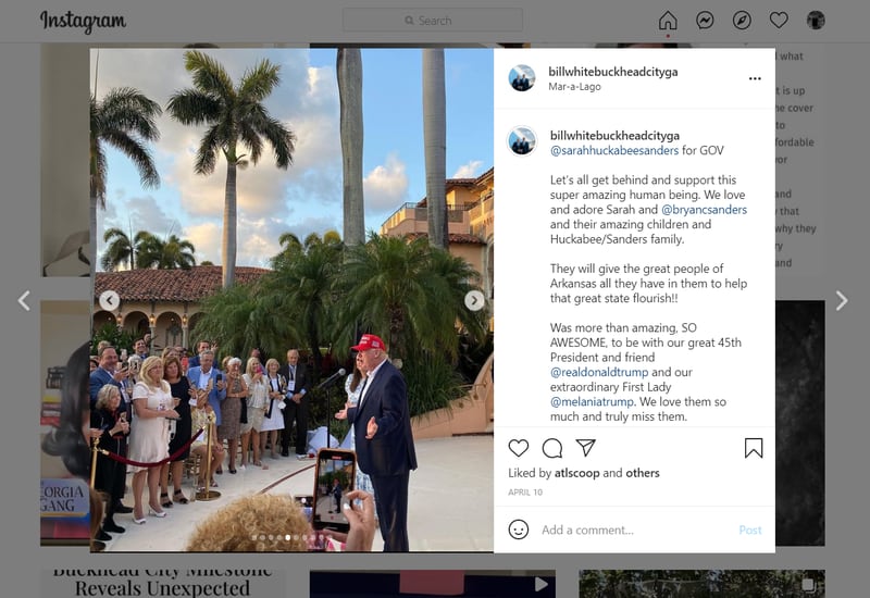 White visited Mar-a-Lago in April where former President Trump spoke in support of Sarah Huckabee Sanders' campaign for Arkansas governor.