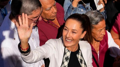 FILE - Ruling party presidential candidate Claudia Sheinbaum arrives to vote in the general election, in Mexico City, June 2, 2024. Sheinbaum, a climate scientist and former Mexico City mayor, will be sworn in as Mexico’s first woman president on Oct. 1. (AP Photo/Matias Delacroix, File)