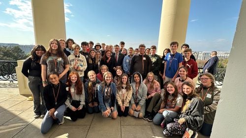 During their civics trip last week to Washington, D.C., Georgia middle school students from Whitfield County met with new House Speaker Mike Johnson.
