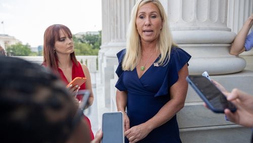 U.S. Rep. Marjorie Taylor Greene, R-Rome, was one of four Georgia Republicans in the U.S. House to vote Wednesday against a temporary funding measure to avoid a shutdown of the federal government. (Nathan Posner for the AJC)