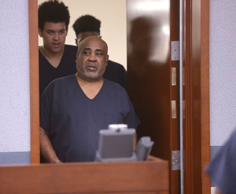 Duane "Keffe D" Davis, who is accused of orchestrating the 1996 slaying of hip-hop icon Tupac Shakur, arrives in court at the Regional Justice Center in Las Vegas, Tuesday, June 25, 2024. (K.M. Cannon/Las Vegas Review-Journal via AP, Pool)