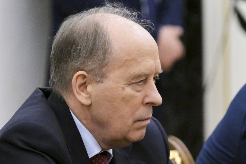 Federal Security Service Chief Alexander Bortnikov attends the Security Council meeting on nuclear deterrence with Russian President Vladimir Putin at the Kremlin in Moscow, Russia, Wednesday, Sept. 25, 2024. (Alexander Kazakov, Sputnik, Kremlin Pool Photo via AP)