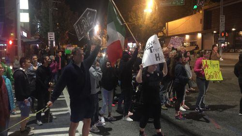 Protesters walk from Piedmont Park to Centennial Olympic Park. (Credit: Channel 2 Action News)