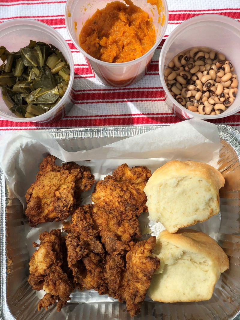 This is half of the fried chicken family meal for four from Rising Son in Avondale Estates. CONTRIBUTED BY WENDELL BROCK
