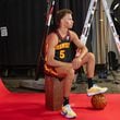 Hawks player Dyson Daniels, #5, poses for photos during media day. Hawks media day takes place on Monday, Sept 30, 2024 where media outlets including the Associated Press, Getty, NBA and many others gather to take photos, conduct interviews and gather footage.   (Jenni Girtman for The Atlanta Journal-Constitution)