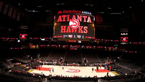 The Hawks will host a party at State Farm Arena Wednesday, June 26 as the franchise prepares to select the No. 1 pick in the 2024 NBA draft. (AP Photo/Hakim Wright Sr.)