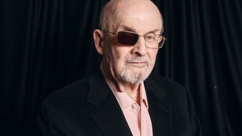 FILE - Salman Rushdie poses for a portrait to promote his book "Knife: Meditations After an Attempted Murder" on April 18, 2024, in New York. (AP Photo/Andres Kudacki, File)