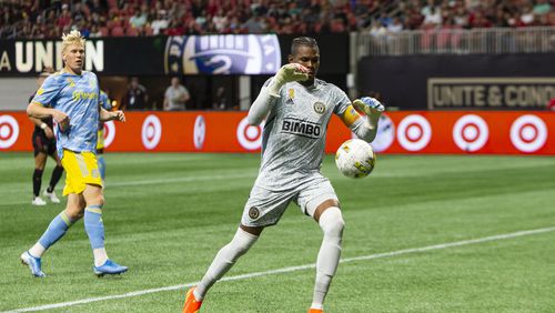 Philadelphia Union goalkeeper Andre Blake and his teammates are favored to win the MLS championship in 2023, according to Doug Roberson. (CHRISTINA MATACOTTA /  FOR THE ATLANTA JOURNAL-CONSTITUTION)