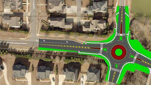 Alpharetta has awarded a landscaping contract to plant trees, shrubs and groundcover in the new roundabout at Bethany and Mid Broadwell roads.