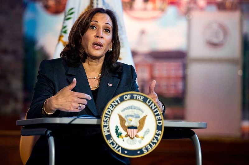 Vice President Kamala Harris speaks to students at Claflin University on Sept. 20, 2022. (Joshua Boucher/The State/TNS)