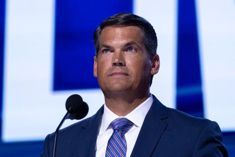 Former Georgia Lt. Gov. Geoff Duncan, a Republican, speaks on the third day of the DNC in Chicago.
