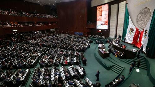 FILE - Legislators fill the lower house of Congress as the wait for the presidential inauguration ceremony of Andres Manuel Lopez Obrador, at the National Congress in Mexico City, Dec 1, 2018. (AP Photo/Marco Ugarte, File)