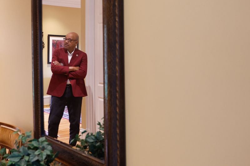 Morehouse College President David A. Thomas, shown at the president’s residence on campus in Atlanta, was willing to face a no-confidence vote, but that didn't happen. (Natrice Miller/ AJC)