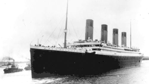 FILE - The Titanic leaves Southampton, England, April 10, 1912, on her maiden voyage. (AP Photo, File)