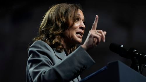 Democratic presidential nominee Vice President Kamala Harris speaks during a rally, Friday, Sept. 20, 2024, in Madison, Wis. (AP Photo/Charlie Neibergall)