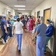 The eye of Hurricane Helene passed directly over South Georgia Medical Center in Valdosta. Staff waited in the hallway and away from windows at about 3:30 a.m. Friday Sept. 27, 2024. (Photo courtesy of South Georgia Medical Center)