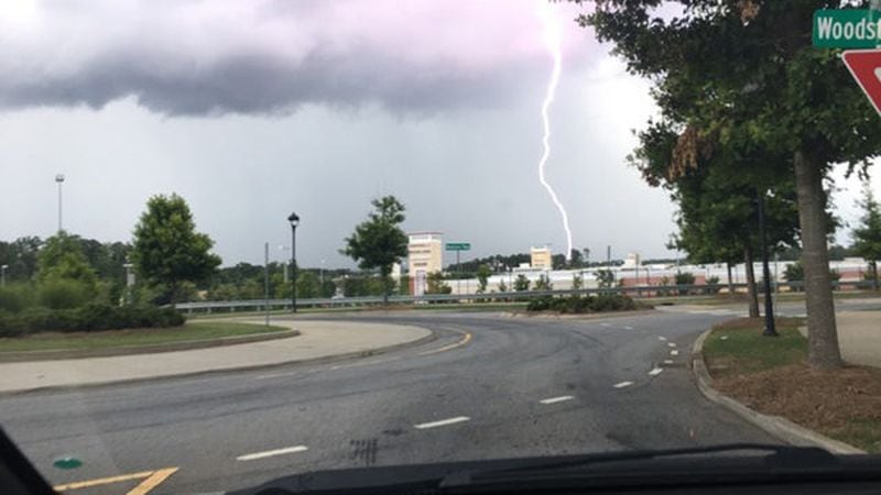 <p>Image of a lightning strike taken in Woodstock. (Photo:&nbsp;Matthew Butcher)</p> <p>Severe Thunderstorm Warning issued for Cherokee County</p>