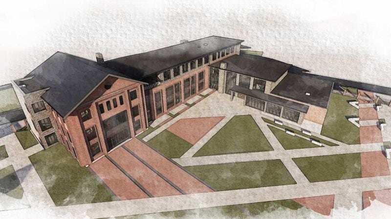 A rendering shows conceptual plans for a new Galloway School building on the site of the former Gresham building that housed student classrooms since Galloway's founding. (Screenshot from Galloway School video)