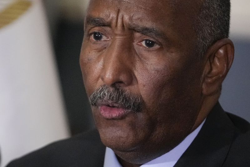 Gen. Abdel-Fattah Burhan, President of the Transitional Sovereign Council of Sudan, speaks during a news conference at the Sudan Mission to the United Nations Thursday, Sept. 26, 2024, in New York. (AP Photo/Frank Franklin II)