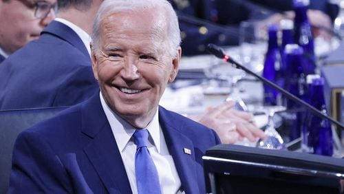 When President Joe Biden speaks Monday night at the Democratic National Convention in Chicago, Democratic National Committee Chair Jaime Harrison said "it is going to blow the roof off of the United Center." (Ludovic Marin/AFP via Getty Images/TNS)