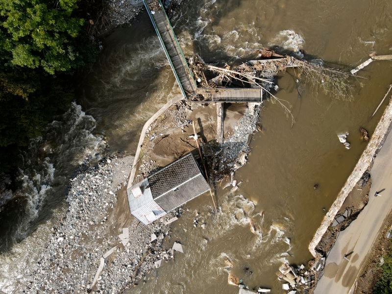 A view of a damaged house after recent floods near Pisecna, Czech Republic, Thursday, Sept. 19, 2024. (AP Photo/Petr David Josek)