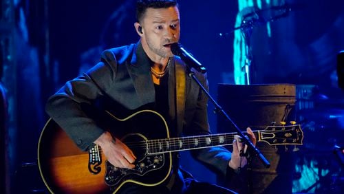 Justin Timberlake performs during the iHeartRadio Music Awards in April in Los Angeles. (AP Photo/Chris Pizzello)