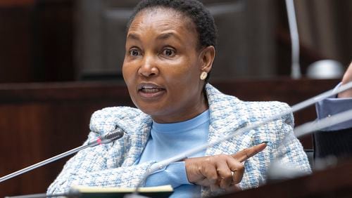 South Africa's justice minister Thembi Simelane gestures as she responds to corruption allegations in Cape Town, South Africa, Friday Sept. 6, 2024. (AP Photo)