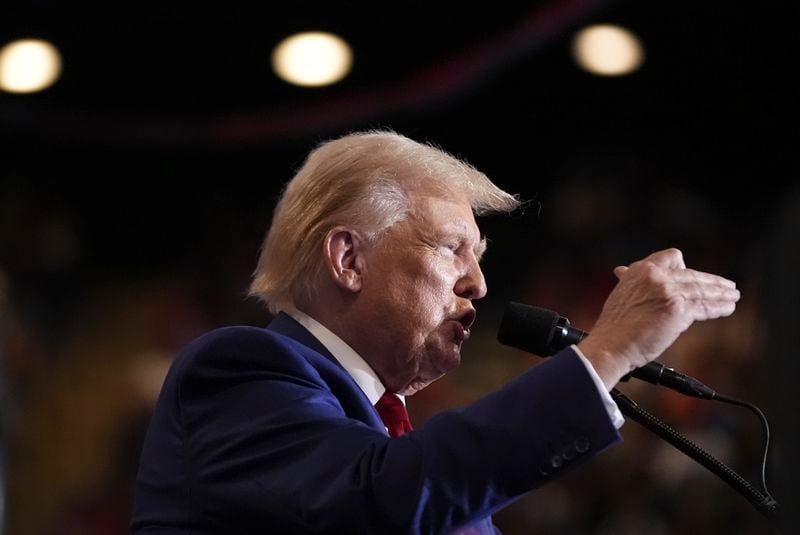 Republican presidential nominee former President Donald Trump speaks at a campaign event at Nassau Coliseum, Wednesday, Sept.18, 2024, in Uniondale, N.Y. (AP Photo/Alex Brandon)