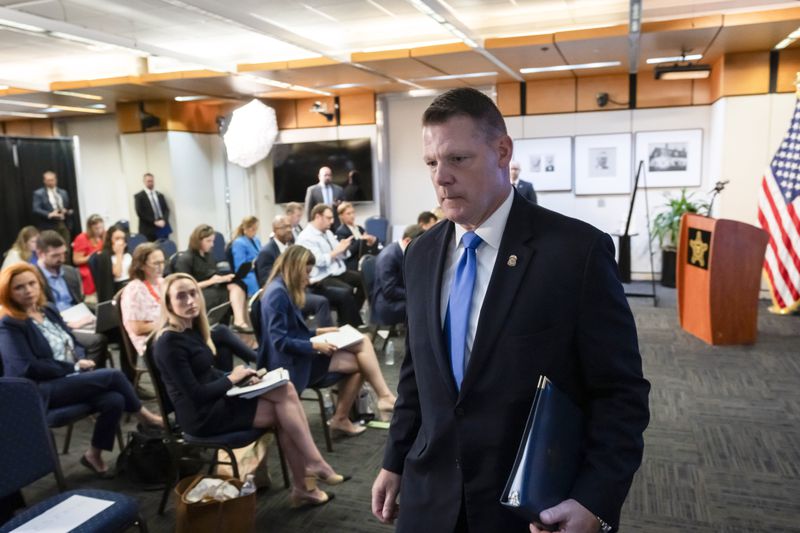 Ronald Rowe Jr., Acting Director of the U.S. Secret Service, leaves after speaking to journalists at the agency's headquarters in Washington, Friday, Sept. 20, 2024. (AP Photo/Ben Curtis, Pool)