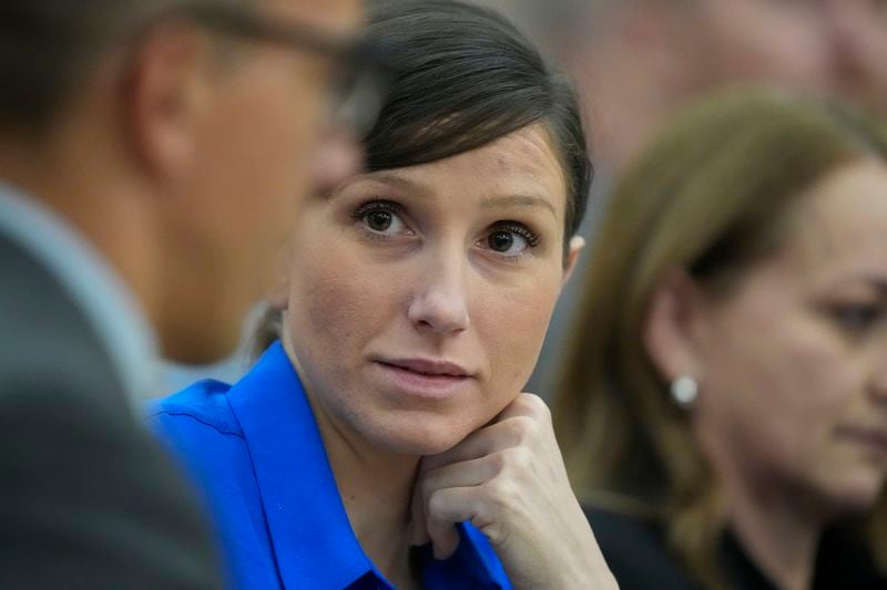 Kouri Richins, a Utah mother of three who wrote a children's book about coping with grief after her husband's death and was later accused of fatally poisoning him, looks on during a court hearing Tuesday, Aug. 27, 2024, in Park City, Utah. (AP Photo/Rick Bowmer, Pool)