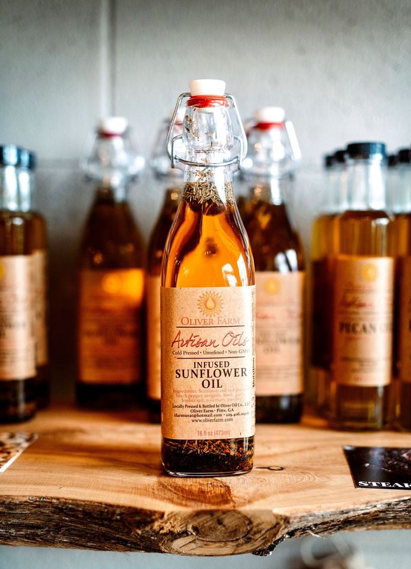 Infused sunflower oil from Oliver Farm.