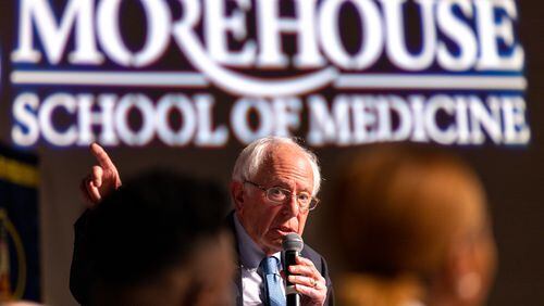 Sen. Bernie Sanders, I-Vermont, chair of the Senate Health, Education, Labor, and Pensions (HELP) Committee, speaks at a field roundtable at the Morehouse School of Medicine in Atlanta on Friday, May 12, 2023. The roundtable, which also featured leaders from other HBCU medical schools, addressed topics such as diversity and improving health outcomes for Black Americans. (Arvin Temkar / arvin.temkar@ajc.com)