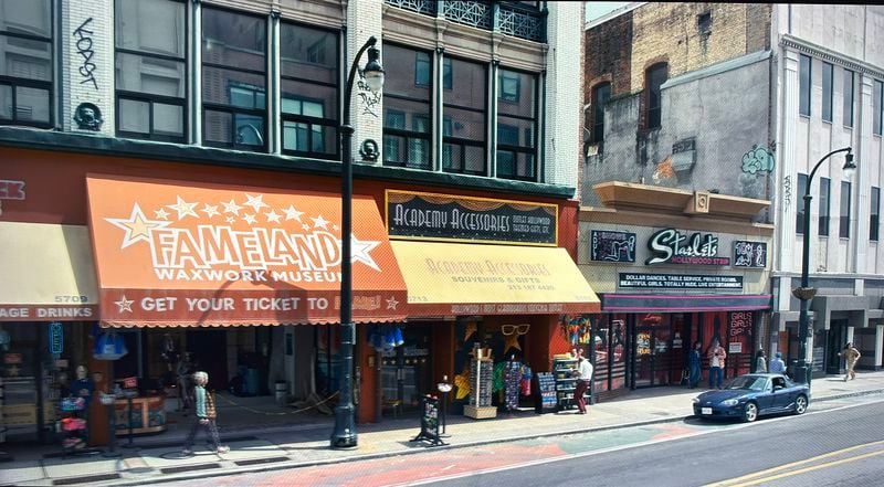 Amazon's "Jackpot!" turned Peachtree Street just south of Five Points into a fake Hollywood Blvd. with a wax museum, a strip club and a gift shop. AMAZON