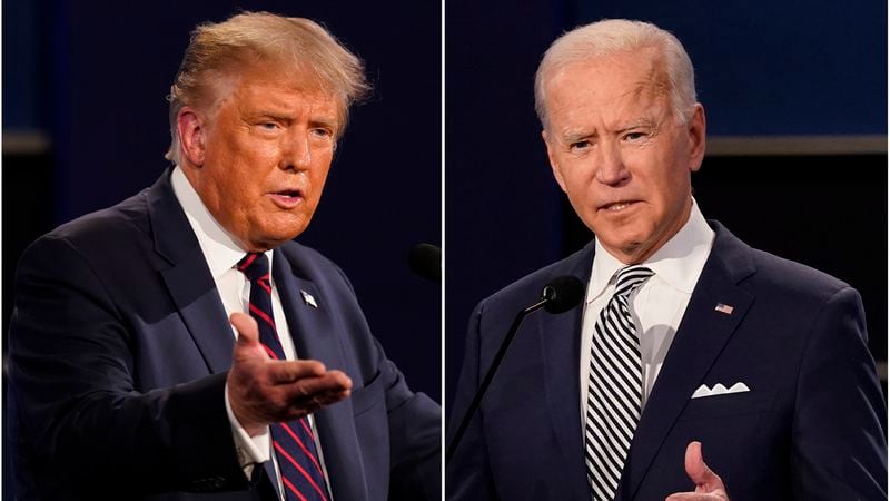 Former President Donald Trump, left, and President Joe Biden (right). (Patrick Semansky/AP)