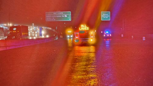 Parts of I-285 West in Dunwoody were closed due to extreme flooding Tuesday evening.