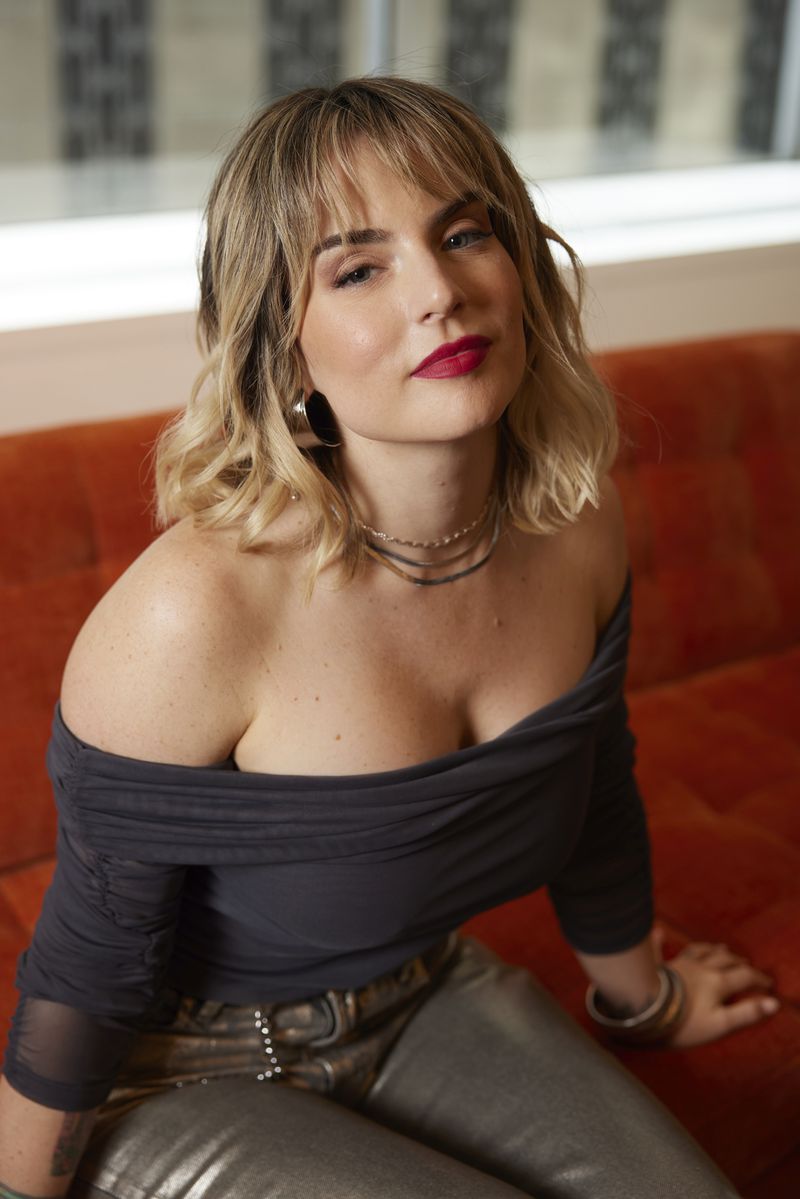 Singer Joanna Levesque, who rose to fame as “JoJo” when she was 13, poses for a portrait to promote her memoir, “Over the Influence,” on Wednesday, Sept. 18, 2024, in New York. (Photo by Matt Licari/Invision/AP)