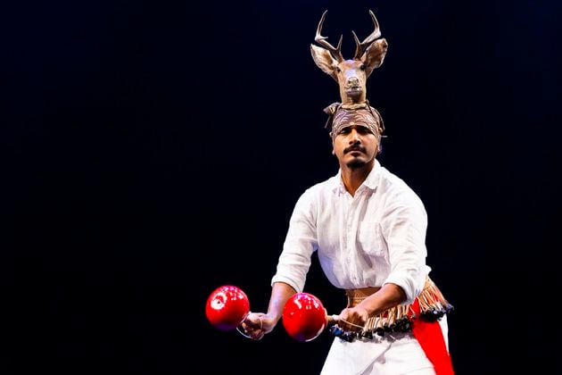 Dancer-choreographer Julio Medina in the "Dance of the Deer," one of the works in his recent evening-length concert titled "return//de vuelta a los ancestros."