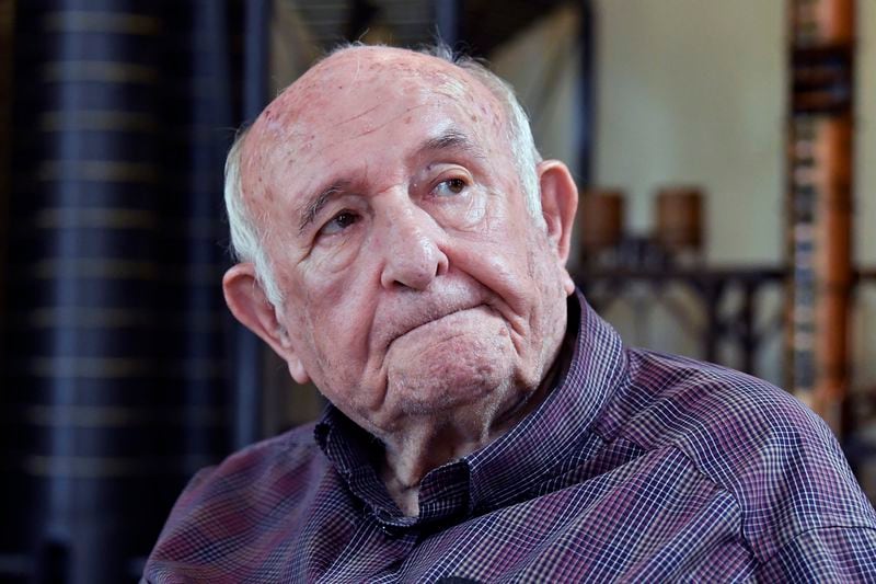 Jimmy Russell, known as the "Buddha of Bourbon" talks about being the third generation of the Russell family involved in the bourbon industry at the Wild Turkey Distillery in Lawrenceburg, Ky., Wednesday, Aug. 28, 2024. (AP Photo/Timothy D. Easley)