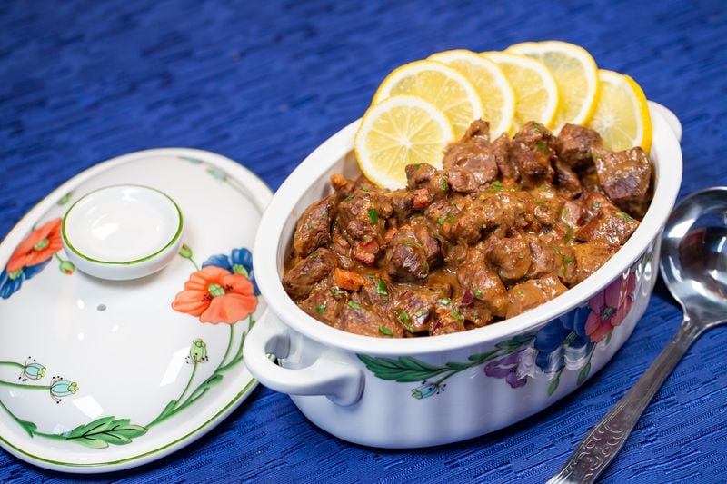 Easter Lamb Stew (Agnello Brodettato). Styling by Cynthia Graubart.  (RYAN FLEISHER FOR THE ATLANTA JOURNAL-CONSTITUTION)
