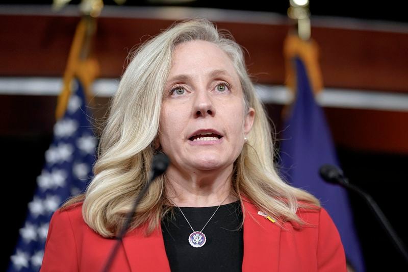 FILE - Rep. Abigail Spanberger, D-Va., speaks during a news conference on national security legislation on Capitol Hill, Feb. 13, 2024, in Washington. (AP Photo/Mariam Zuhaib, File)