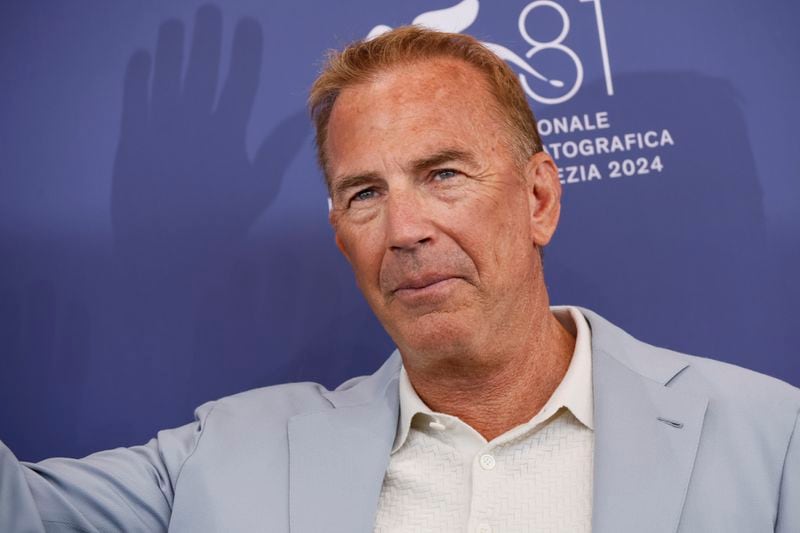 Kevin Costner poses for photographers at the photo call for the film 'Horizon: An American Saga (Chapter 2)' during the 81st edition of the Venice Film Festival in Venice, Italy, on Saturday, Sept. 7, 2024. (Photo by Joel C Ryan/Invision/AP)