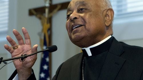 After being designated by Pope Francis to lead the Archdiocese of Washington, Archbishop Wilton D. Gregory speaks during a news conference Thursday at the Washington Archdiocesan Pastoral Center in Hyattsville, Md. AP PHOTO / JOSE LUIS MAGANA