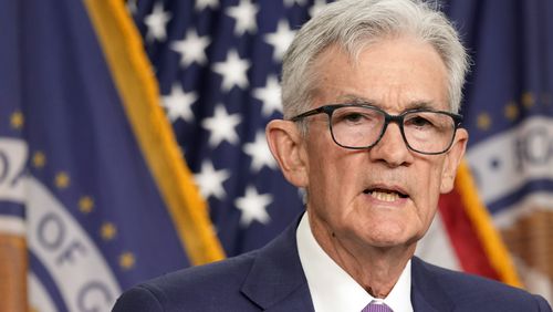 FILE - Federal Reserve Chair Jerome Powell speaks during a news conference at the Federal Reserve in Washington, May 1, 2024. (AP Photo/Susan Walsh, File)