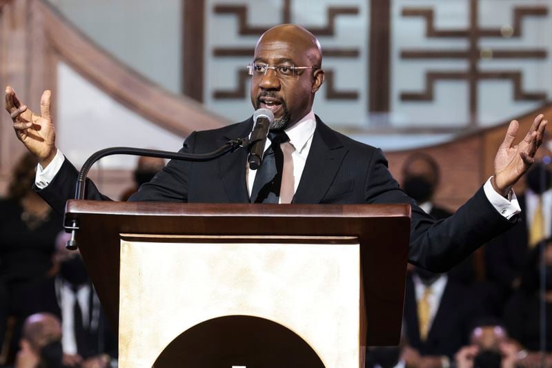 U.S. Sens. Raphael Warnock (above) and Jon Ossoff announced $12.3 million in federal grants Monday to be divided among four regional airports around Georgia. (Oliver Contreras/The New York Times)