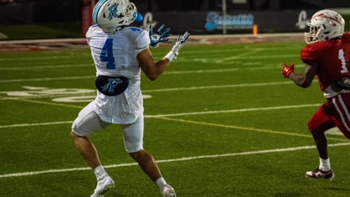 Pope wide receiver John Stuetzer leads the state in receiving yards with 556 after three weeks of the 2024 season. He also is a blue-chip baseball recruit who is committed to Florida State.