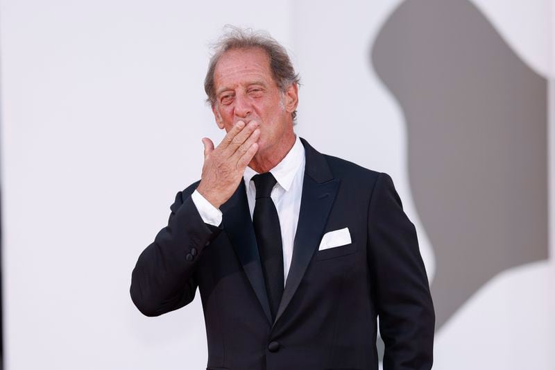 Vincent Lindon poses for photographers upon arrival at the closing ceremony of the 81st edition of the Venice Film Festival in Venice, Italy, on Saturday, Sept. 7, 2024(Photo by Vianney Le Caer/Invision/AP)